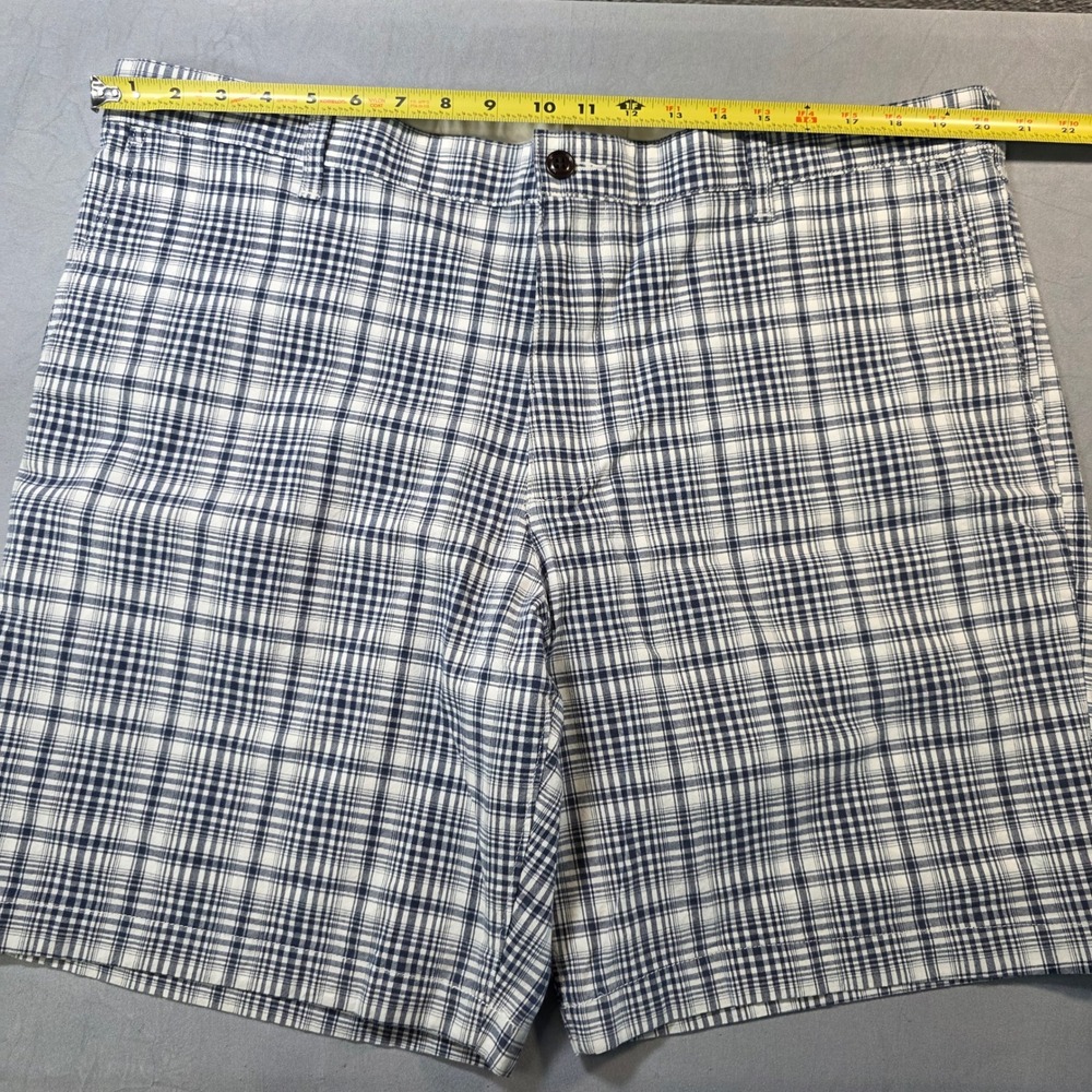 Dockers Mens Plaid Chino Shorts Navy Blue White Checkered Size 40 Summer Preppy